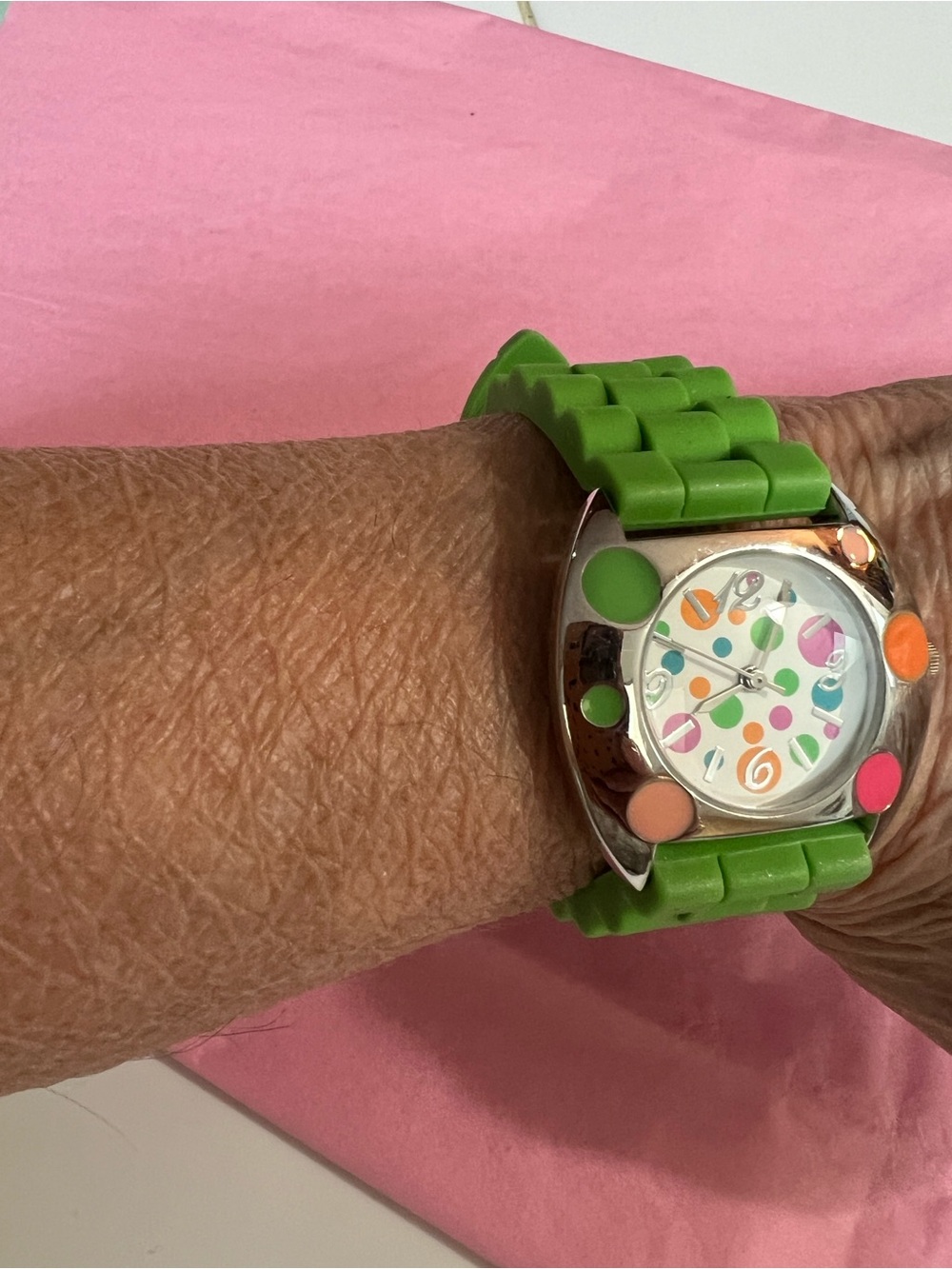 Green Silicone Polka Dot Women's Fashion Watch